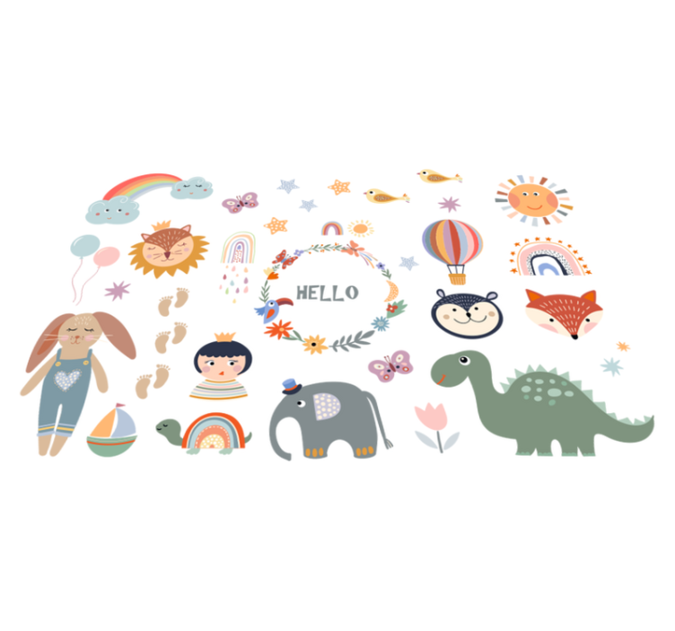 Kids floral animal vinyl rug - TenStickers