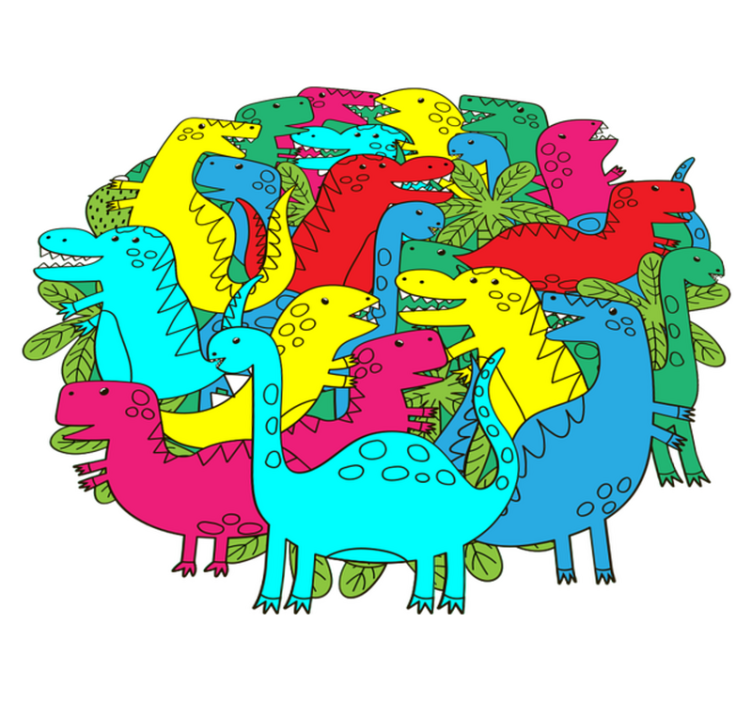 Animal vinyl rug round colorful dinosaur for kids - TenStickers