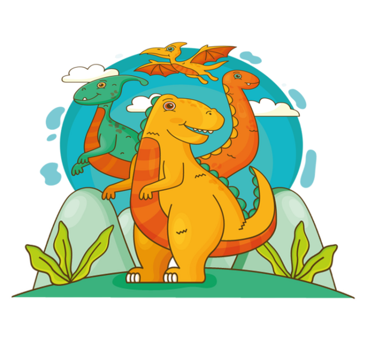 Animal vinyl rug featuring dinosaurs in the jungle - TenStickers