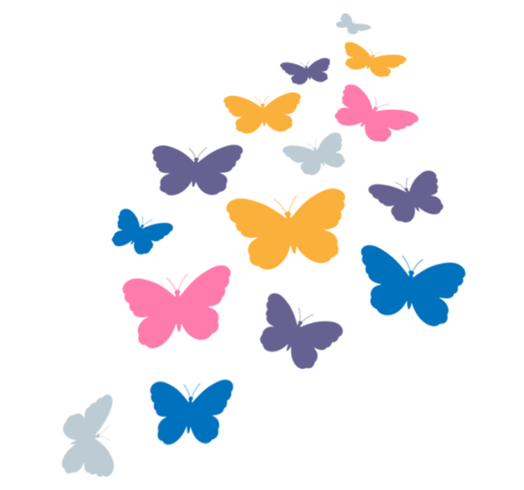 Animal vinyl rug with multicolor butterflies flying - TenStickers