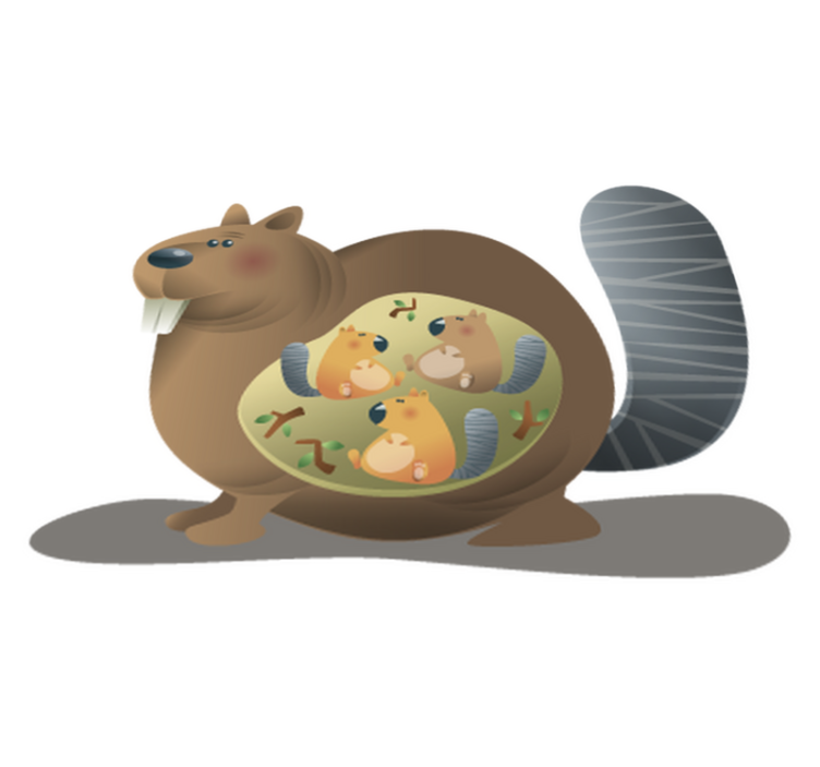 Squirrel mother animal vinyl rug - TenStickers