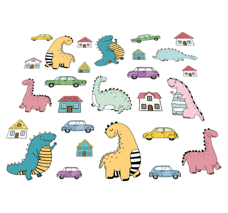 Animal vinyl rug nordic dinosaurs set - TenStickers