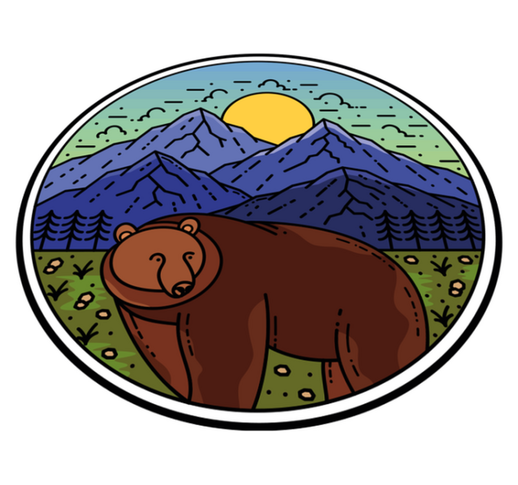 Animal vinyl rug featuring a round bear mountain - TenStickers