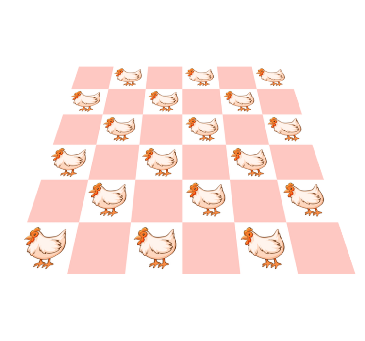 Animal vinyl rug pink rooster checkered design - TenStickers