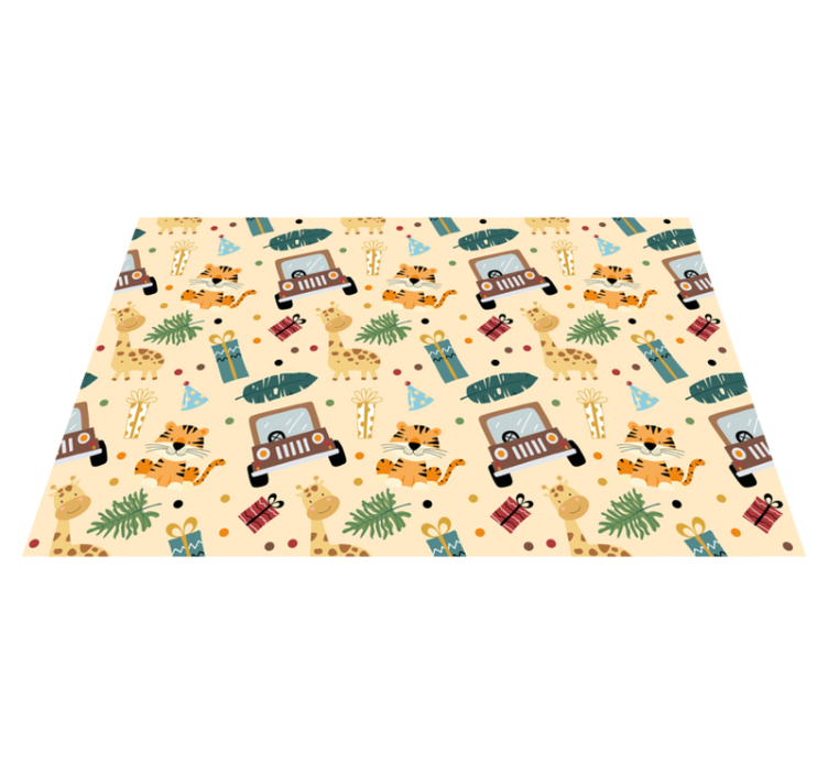 Animal vinyl rug safari animals and car - TenStickers