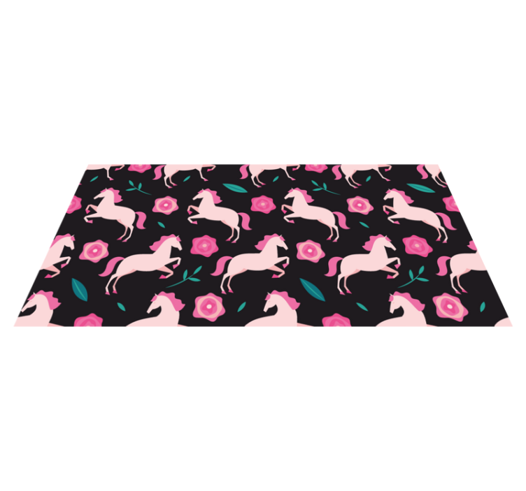 Animal vinyl rug with floral horse design - TenStickers