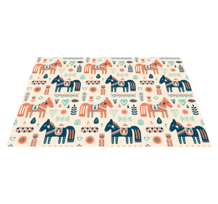 Animal vinyl rug with nordic leaves on beige - TenStickers