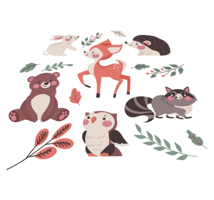 Whimsical animal companions animal vinyl rug - TenStickers