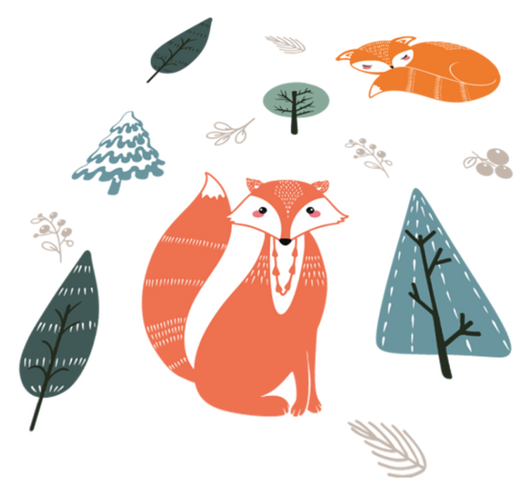 Whimsical fox designs animal vinyl rug - TenStickers