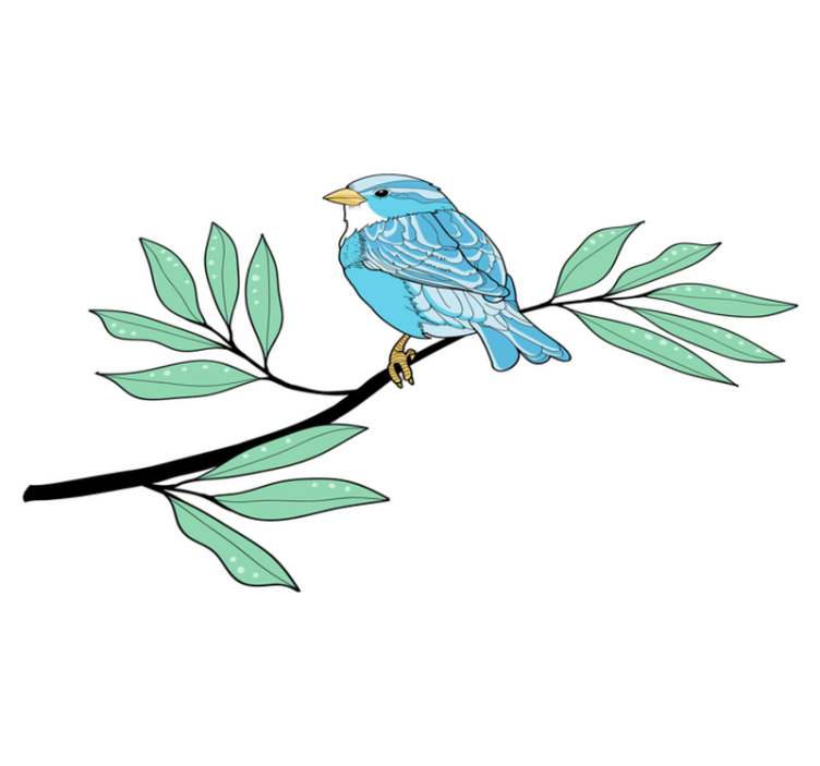 Animal vinyl rug blue feathered bird - TenStickers