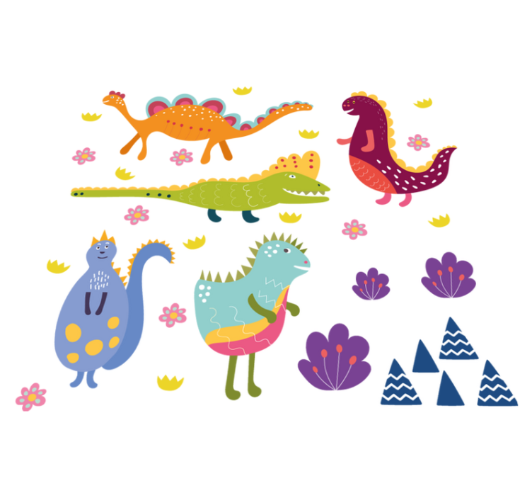 Animal vinyl rug with colorful dinosaur designs - TenStickers
