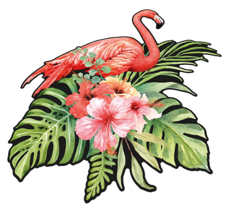 Animal vinyl rug flamingo with flowers - TenStickers