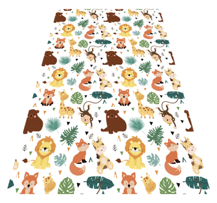 Cute wild animals with leaves animal vinyl rug - TenStickers
