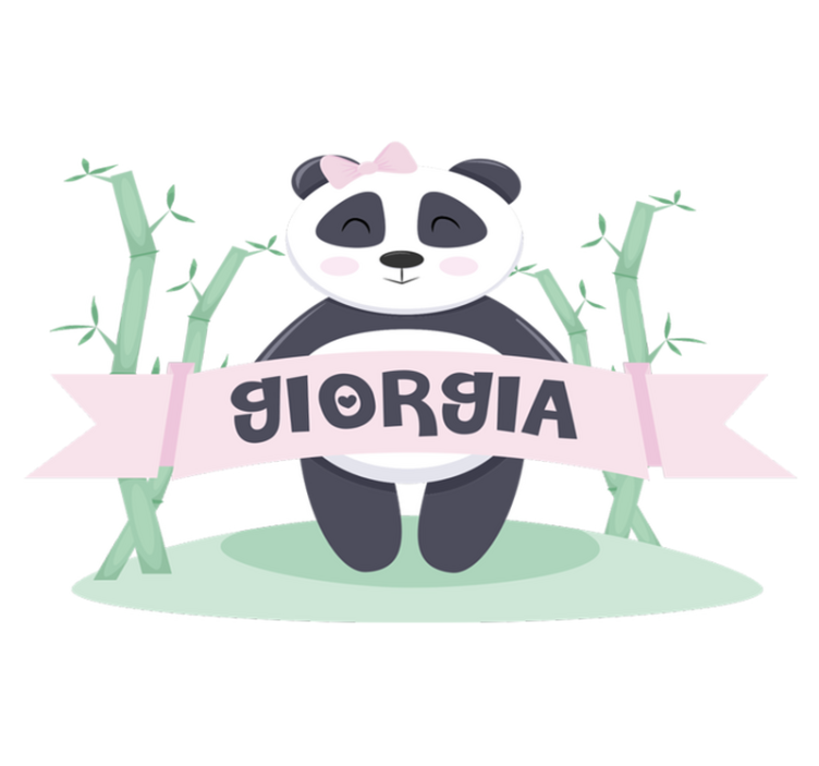 Baby panda girl with name animal vinyl rug - TenStickers