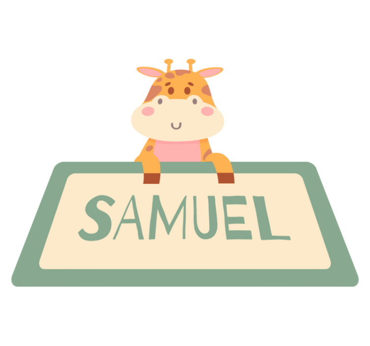 Animal vinyl rug with personalized giraffe label - TenStickers
