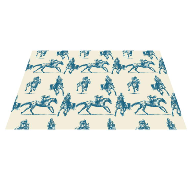 Blue and beige horse pattern animal vinyl rug - TenStickers