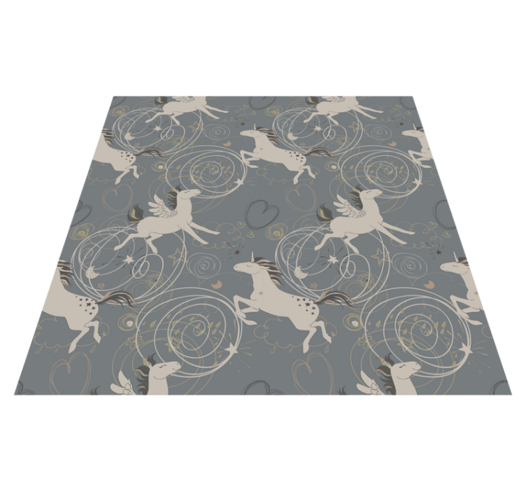 Animal vinyl rug featuring pegasus unicorns on black - TenStickers