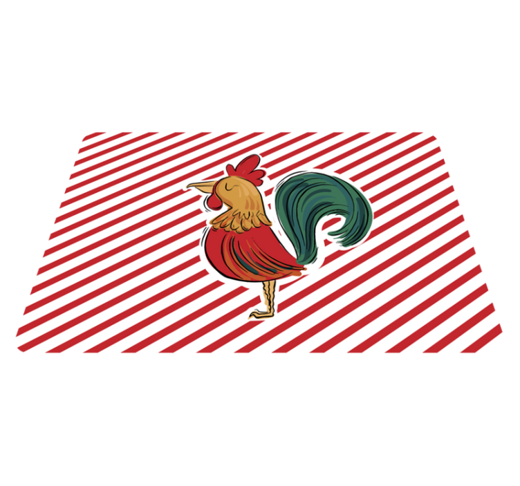 Animal vinyl rug with original colored rooster design - TenStickers