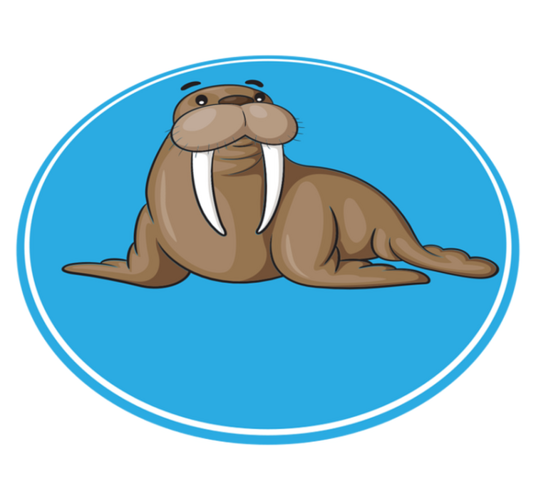 Cute walrus character animal vinyl rug - TenStickers