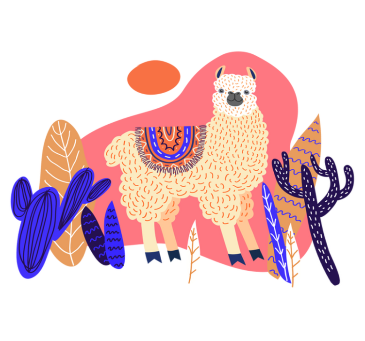 Animal vinyl rug peruvian llama and cactus - TenStickers