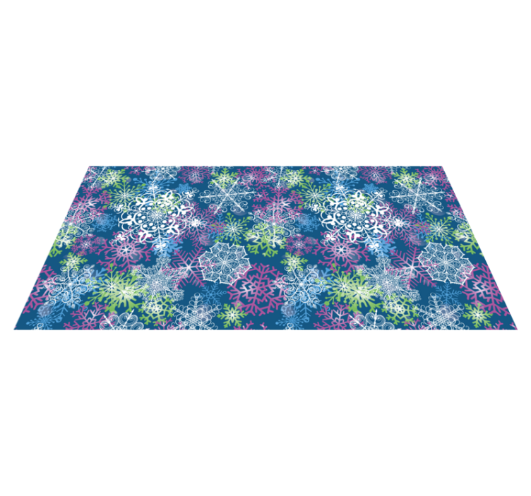 Christmas vinyl rug with snowflakes on blue - TenStickers