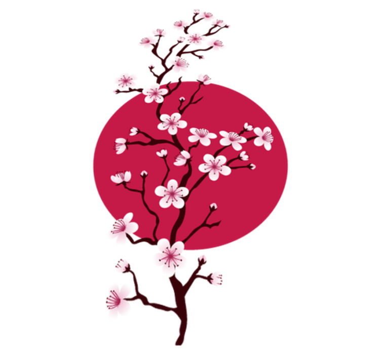 Flower vinyl rug branches of japanese cherry tree - TenStickers