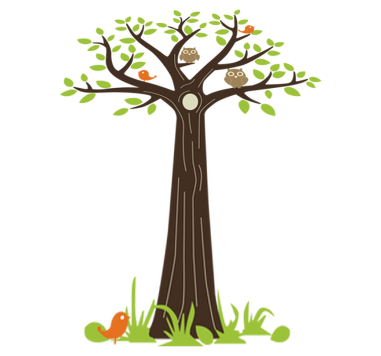 Flower vinyl rug with owls and trees - TenStickers