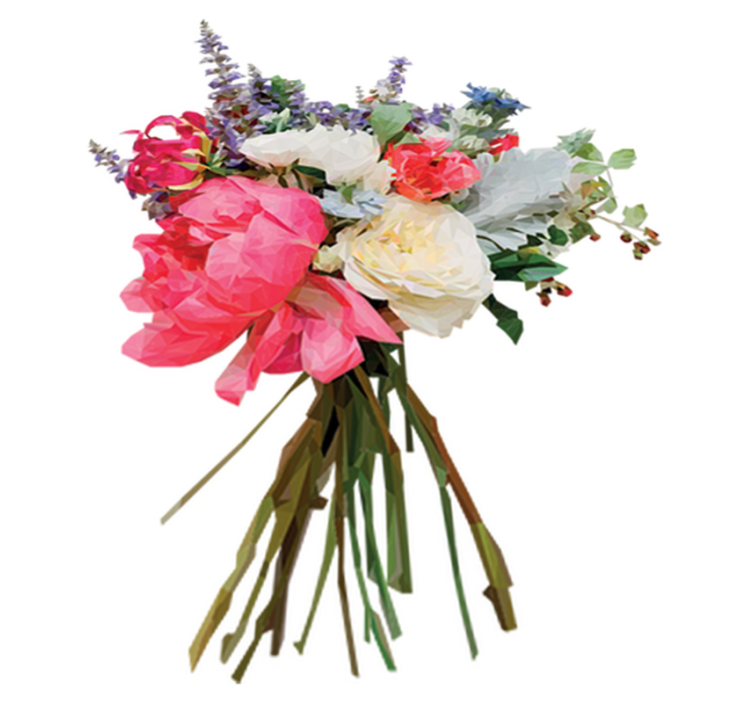 Flower vinyl rug in geometric bouquet design - TenStickers