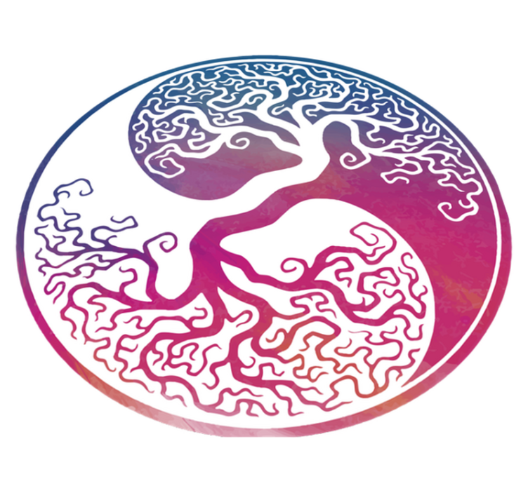 Yin yang tree life flower vinyl rug - TenStickers