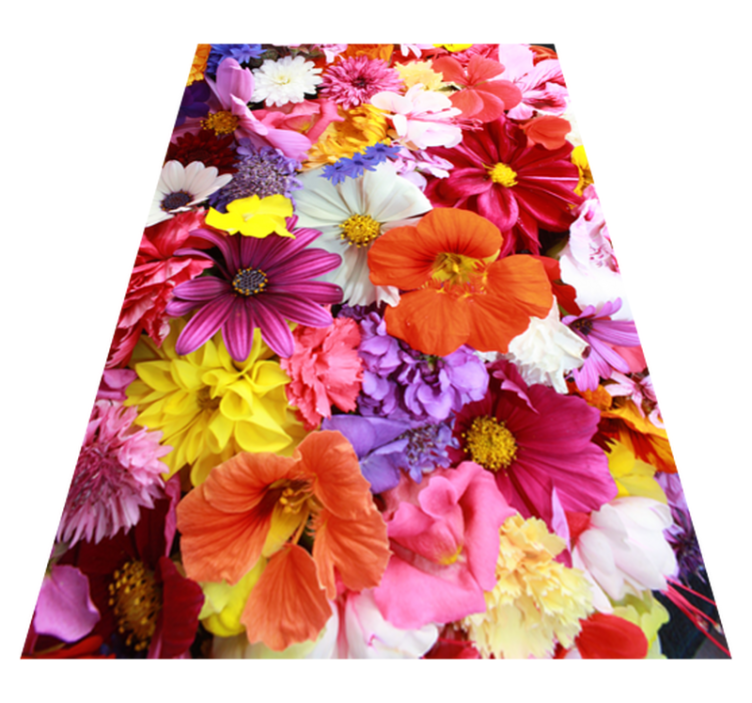 Flower vinyl rug with abundant colorful blooms - TenStickers