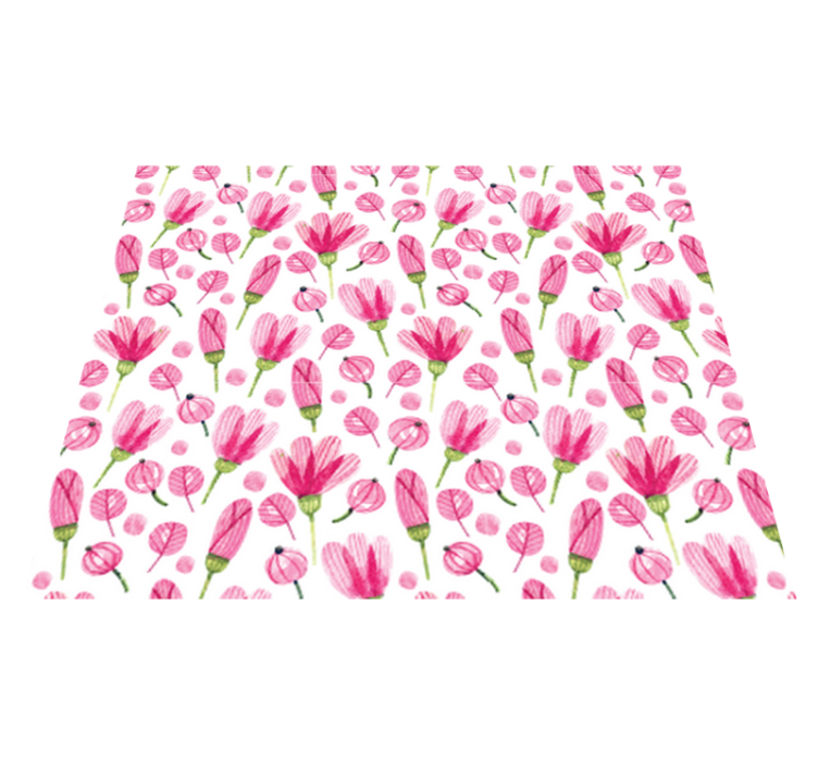 Pink watercolor flowers flower vinyl rug - TenStickers