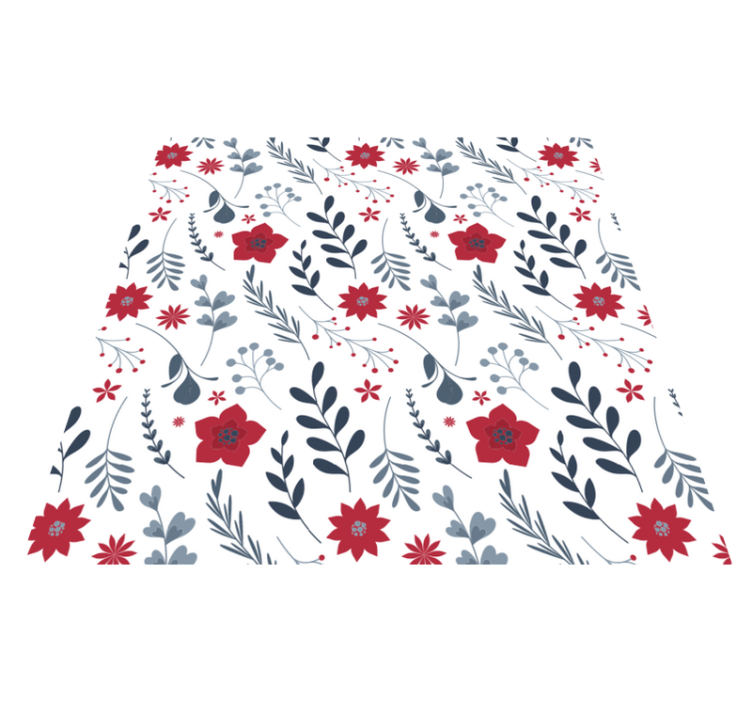 Flower vinyl rug in red and white pattern - TenStickers