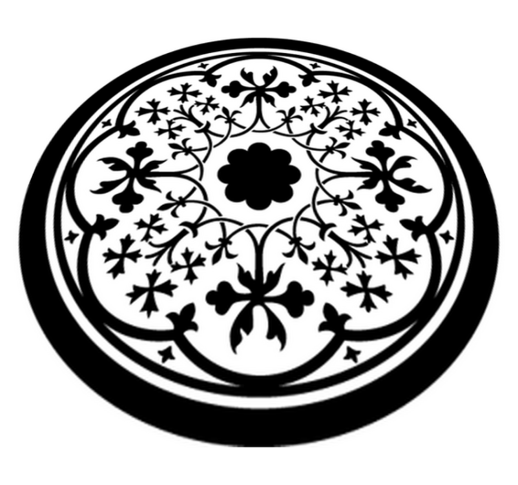 Flower vinyl rug gothic rosette design - TenStickers