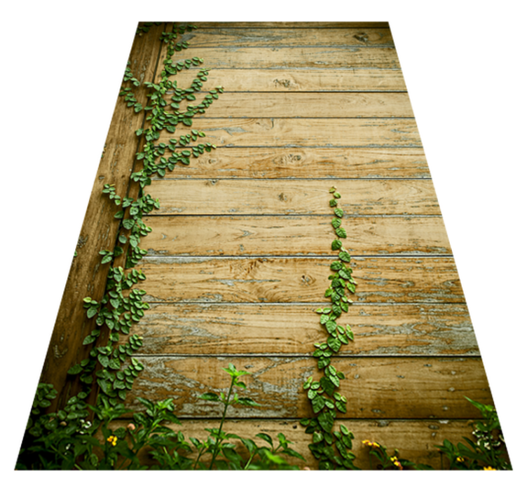 Flower vinyl rug with vines on wood design - TenStickers