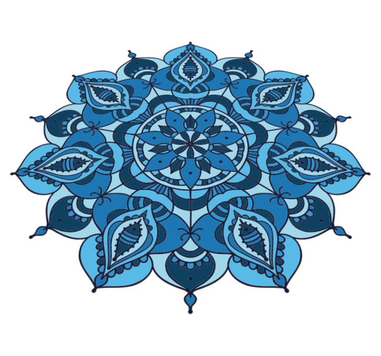 Flower vinyl rug lotus blue mandala - TenStickers