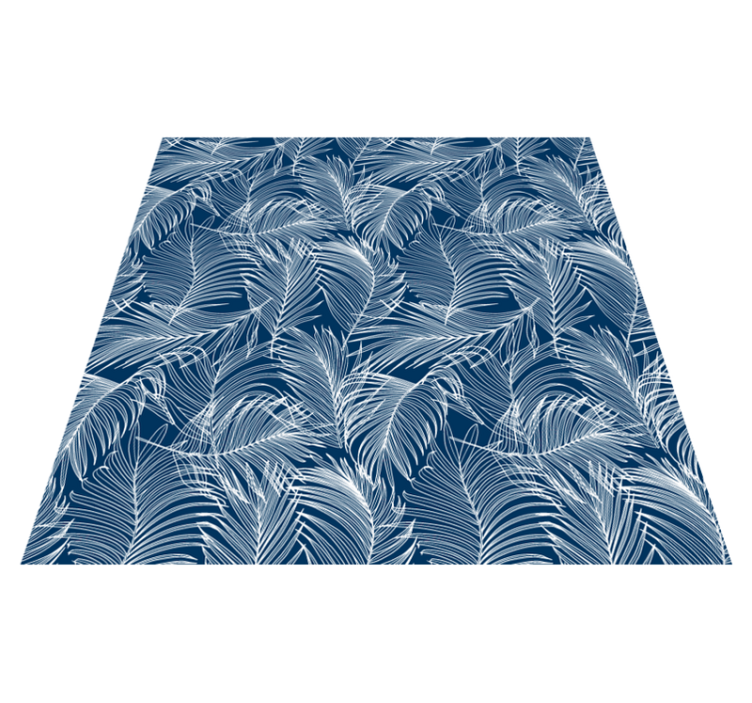 Flower vinyl rug with elegant blue foliage - TenStickers