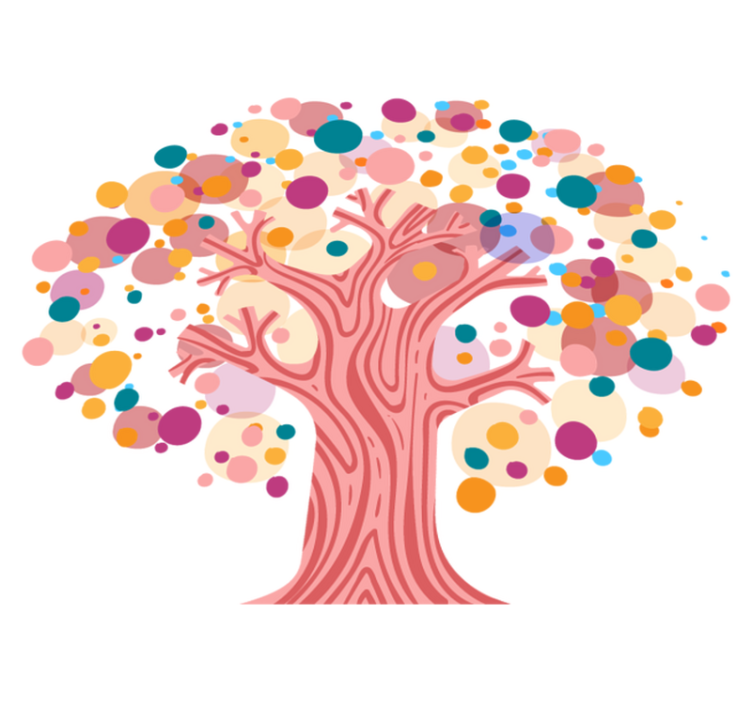 Flower vinyl rug colorful tree silhouette - TenStickers
