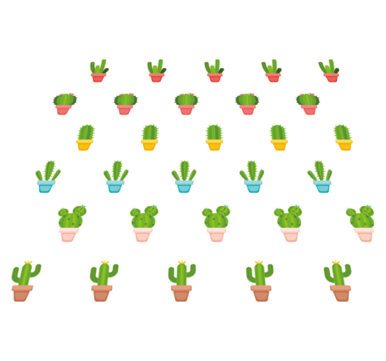 Flower vinyl rug with cacti pattern design - TenStickers