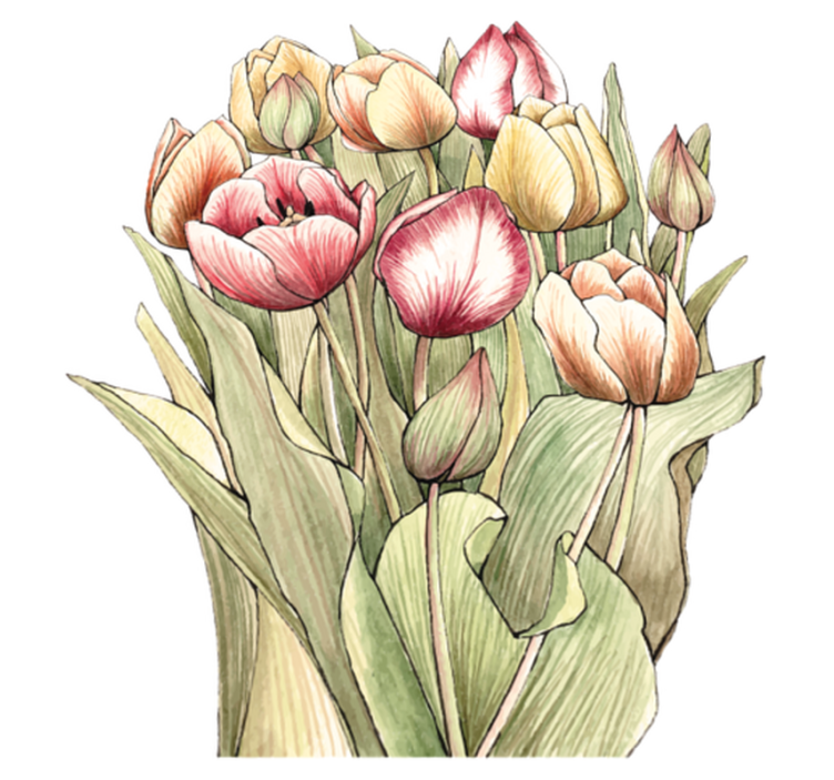 Flower vinyl rug colorful tulip bouquet - TenStickers