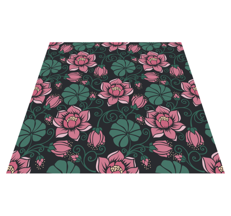 Flower vinyl rug with flowering vines design - TenStickers