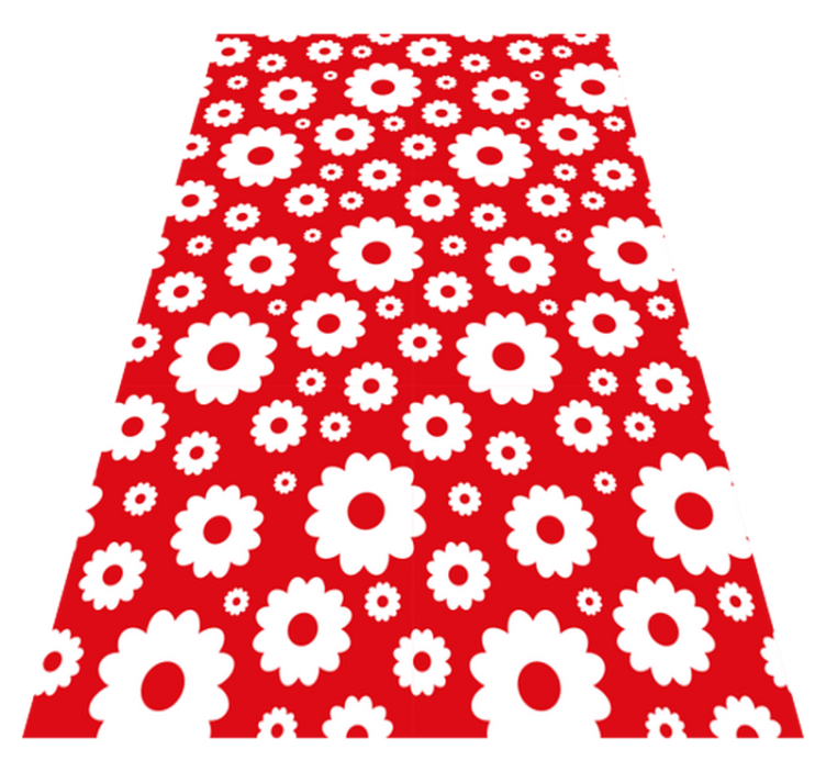 Flower vinyl rug white and red daisies - TenStickers