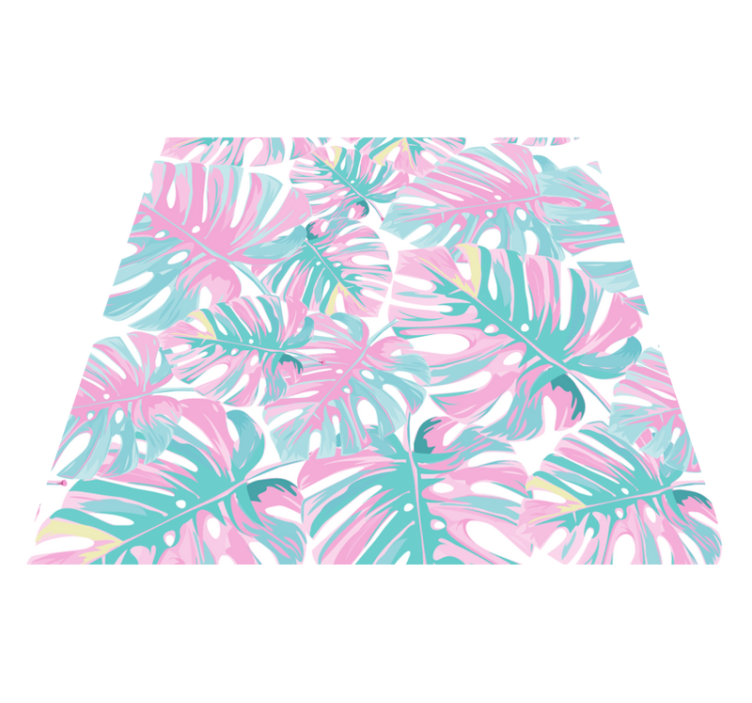 Flower vinyl rug with delightful monstera design - TenStickers
