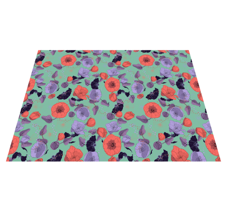 Flower vinyl rug in graceful poppies design - TenStickers