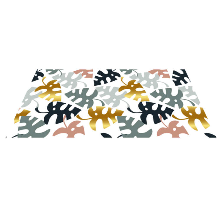 Flower vinyl rug with golden and multicolor leaves - TenStickers