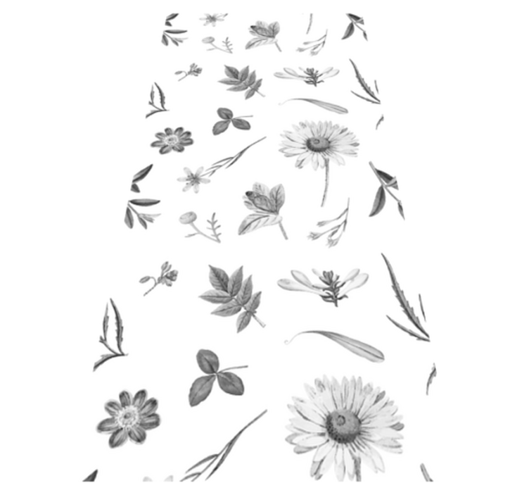 Flower vinyl rug in gray spring flowers - TenStickers
