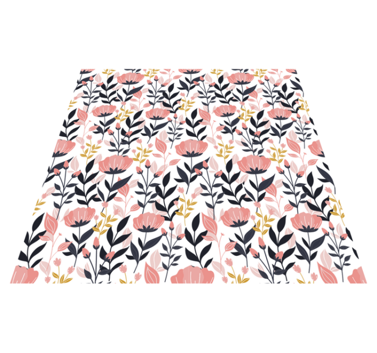 Pink floral flower vinyl rug - TenStickers