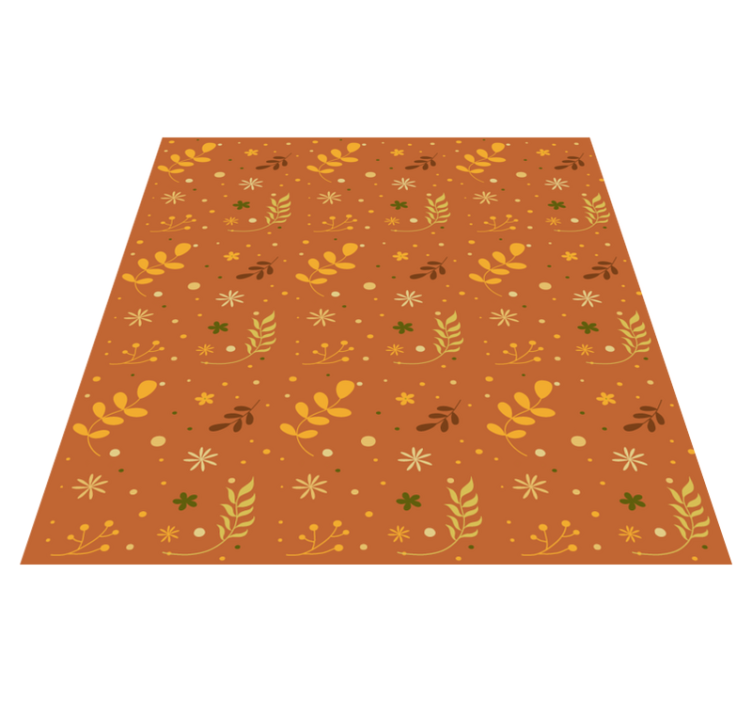 Flower vinyl rug with orange leaf tones design - TenStickers