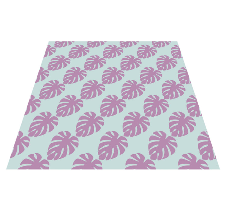 Flower vinyl rug with blue and pink leaf patterns - TenStickers