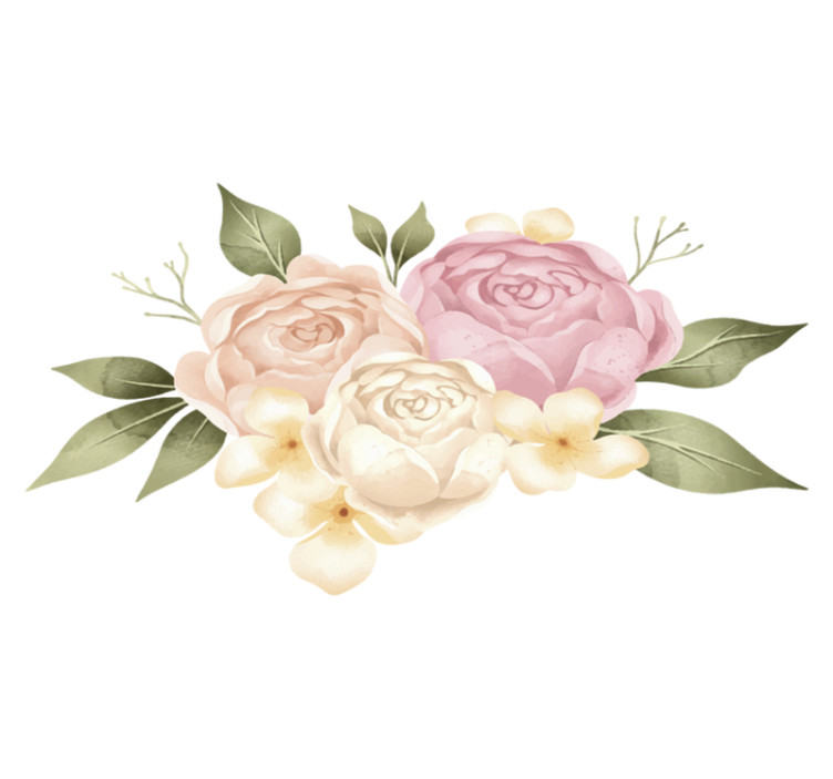 Flower vinyl rug watercolor peony design - TenStickers