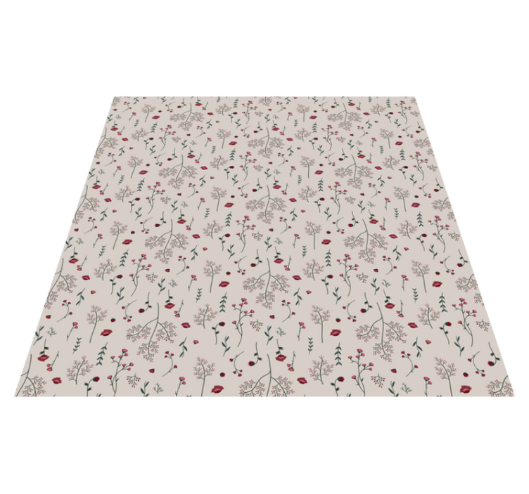 Flower vinyl rug with minimalistic red floral design - TenStickers
